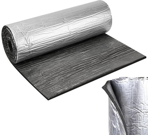 Baketron Dämmmatte mit Aluminiumfolie Selbstklebend 10mm Schallschutzmatte Feuchtigkeitsfest, Feuerfest Dämmung Isolierung Schallschutz,50cm x 200cm = 1㎡