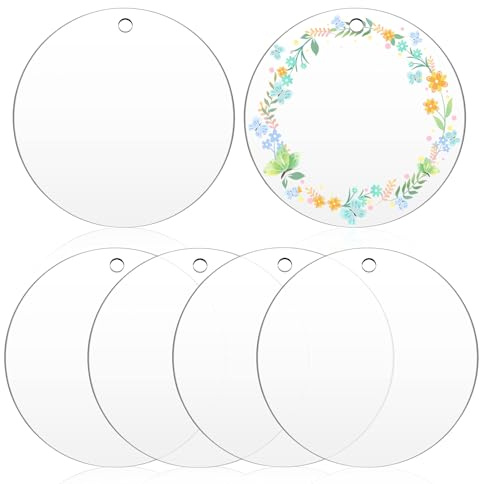 WANDGU 6 STK Acrylplatte Rund: 2mm Acrylscheibe Transparent, Rund Klare Acrylplatte, Runde Acrylpaneele, Acrylscheibe für Herstellung von Dekorativen Anhängern und Präsentation von Produkten (20 cm)