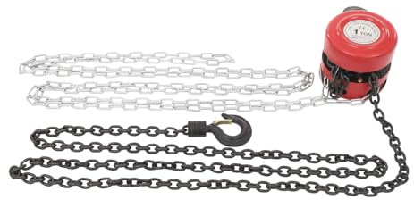 Paranco a catena manuale 1T con altezza di sollevamento di 3 m, per officina, garage, cantieri, capacità di carico 1000 kg, in acciaio robusto per carichi pesanti (rosso)