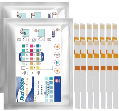 3-in-1 Pool Teststreifen pH und Chlor - 200 Stück Wassertester Set