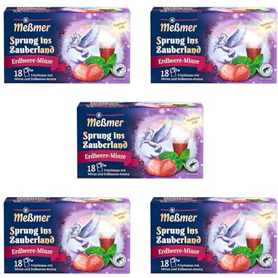 Meßmer Sprung ins Zauberland | 5x Vorteilspaket | 90 Teebeutel | Früchtetee mit Minze und Erdbeeren-Aroma | mystisch-süß | online exklusiv