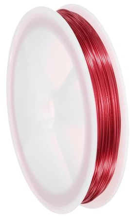 QUARKZMAN 24 Gauge (0,5 mm) koppartråd för smyckestillverkning, fläckbeständig pärltråd för smyckestillverkning, hantverkstillbehör, röd, 60 m