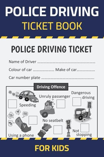 Pretend Police Driving Ticket Book: Fake Traffic Tickets for Kids | Traffic Police Role-Play Tickets | 50 Tickets | Pocket Size 4 x 6 inches