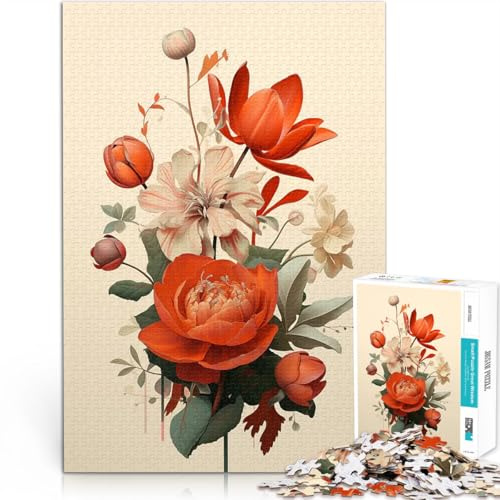 Puzzle pour Adultes 2000 pièces Bouquet de Fleurs Oranges Jouets de Divertissement Familial décoration Murale 70x100cm