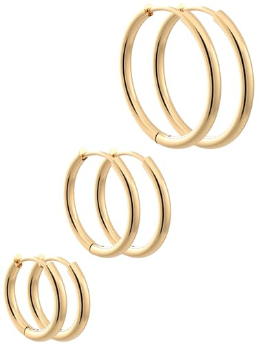 THIORA Creolen Damen Edelstahl Wasserfest Kleine Ohrringe | 316L Edelstahl | wasserfest | nickelfrei | 14/18/22 mm | minimalistische Hoops