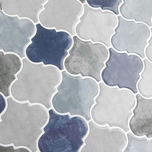 Alwayspon 10cs Blue Grey 2.5mm Thickness Thicker Design 3D Peel and Stick Tile Splashback, Marble Design Vinyl Sticker, Vinyl Flooring Self Adhesive Tile for Kitchen Bathroom
