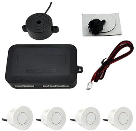 Sensore Di Assistenza Al Parcheggio Kit Sensore Parcheggio Radar Retromarcia Posteriore Auto 12V 22mm 4 Cicalini Indicatore Avviso Sonoro Retromarcia Sonda(bianca)