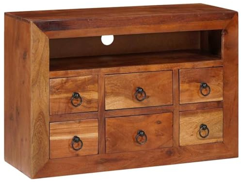 Frdhee Wohnzimmerschränke Küchenschrank, Sideboard Braun 80 x 30 x 55 cm Akazie Massivholz für Wohnzimmer, Küche, Esszimmer