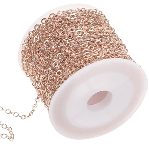 Cabilock Catena 10 Metri per Creazione Gioielli Fai da Te in Rame Superficie Liscia e Resistente Rotolo Unico per Decorare Borse e Abbigliamento