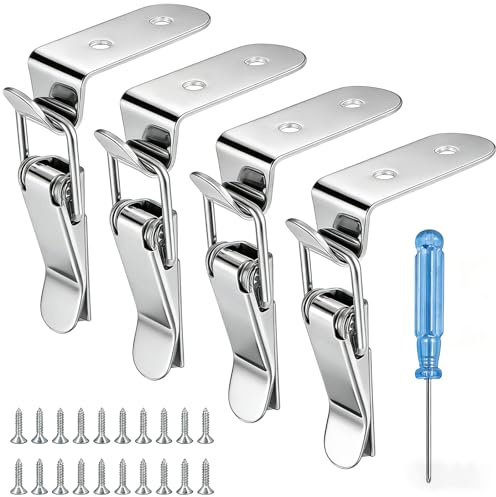 Toggle Clamps, Spring Loaded Lid Latch, 90° Offset Stainless Steel Tension Clasp, Catch Clamp Clip for Door Drawer Mailbox Cabinet Box Case, Quick Release Pull Latch Tools Small 4Pcs