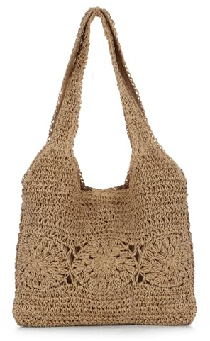 Freiesoldaten Bolso Tote de Paja para Mujer Grande Verano Playa Tejido Bolso Bandolera para Viajes Vacaciones