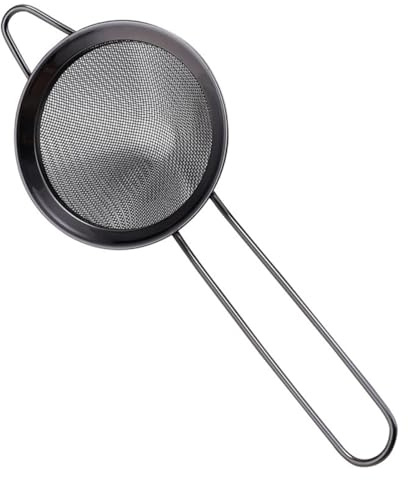 STOBAZA Filtro per Cocktail Triangolare in Acciaio Inox 304 Nero Manico Antiruggine, Colino per Succhi e Residui, Utensile da Cucina per Filtraggio e Preparazione Drink