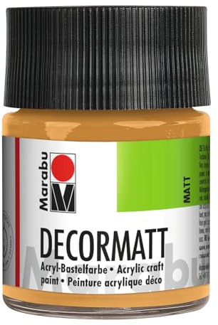 Marabu 14010005784 - Decormatt Acryl Metallic-Gold 784, 50 ml, samtmatte Acrylfarbe auf Wasserbasis, cremig und farbintensiv, speichelfest, wetterfest, zum freien Malen und Schablonieren
