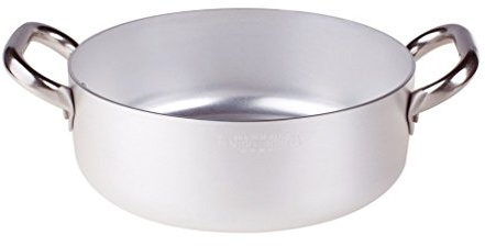 Pentole Agnelli ALMA10632 Sartenes de aluminio profesional de 3 mm, cacerola baja con 2 asas, 8.4 L