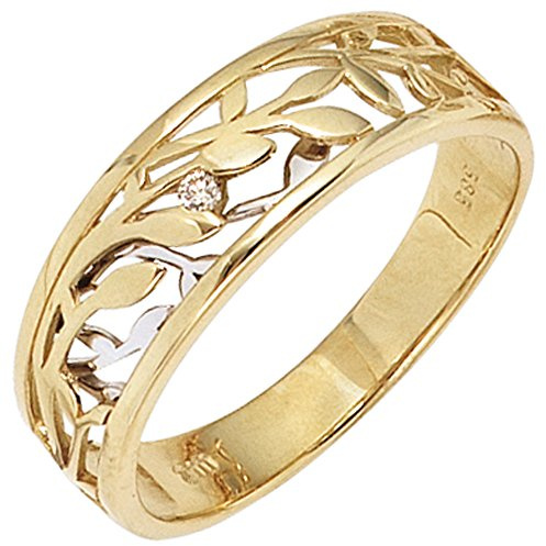 Jobo Damen-Ring aus 14 Karat 585 Gold Bicolor mit Diamant Größe 54