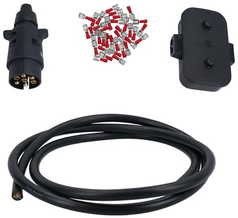 AB Tools Trailer Light Electrics Rewire Kit Plug, Junction Box, 5m Cable/Wire Terminals