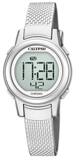 Calypso Reloj Modelo K5736/1 de la colección Digital Crush, Caja de 29,00/29,00 mm Blanco con Correa de plástico Plateado para señora