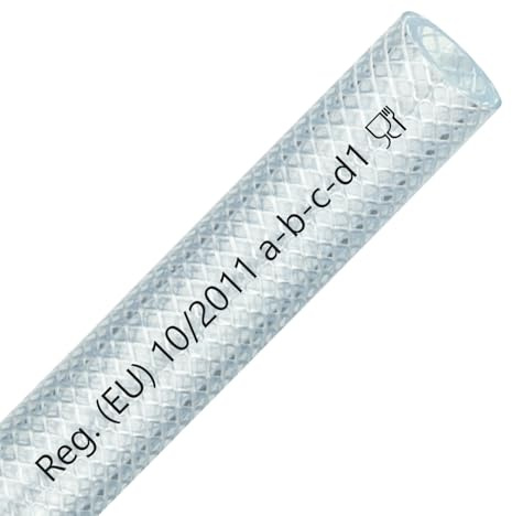 FLEXTUBE TX Ø 6mm x 3mm (1/4 Zoll), 15m lang PVC Schlauch mit Gewebe, Lebensmittelecht durchsichtig flexibel Druckschlauch Druckluftschlauch Lebensmittelschlauch Wasserschlauch Luftschlauch