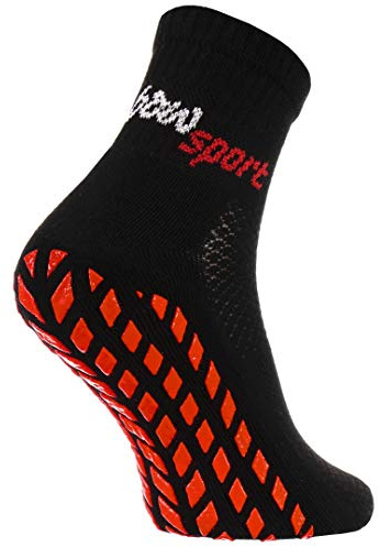 Rainbow Socks - Halkfria sportstrumpor med neon för kvinnor och män, stoppstrumpor, 1 x svart, 39-41 EU