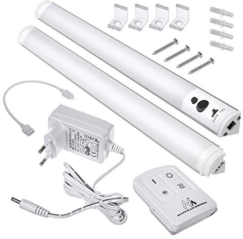 Maclean MCE245 Unterschrank Linear LED Unterbauleuchten mit Fernbedienung Lineare Lichtleiste Timer Helligkeitseinstellung 240LM Kaltweiß (2-Module Set)