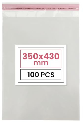 Netuno 100 PP Cellophantüten selbstklebend 35x43 cm transparent und stabil | Große durchsichtige Polybeutel & Flachbeutel mit Peel-&-Seal-Klappe – für Grußkarten, Postkarten, Fotos, Schmuck & Deko
