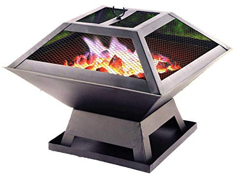 VOMI Fire Pits Bowls for Garden Patio with Grill Bbq Large Cast Iron Wood Burning, Log Burner Outdoor, Firepits And Firebowls Portable Heater Tripod Brazier with Guard Lid for outside Camping 2 in 1