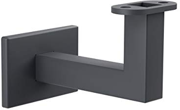 Sellon24® Soporte para pasamanos con orificio para pasamanos de madera RAL 7016, color antracita, pintado en polvo, para barandillas, pasamanos de madera