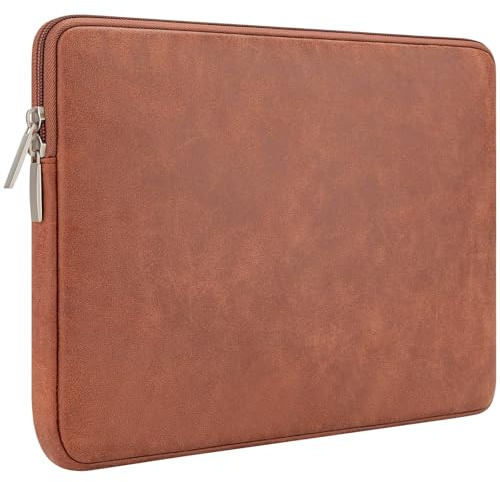RAINYEAR 16 Zoll Laptop-Hülle aus PU-Wildleder Tragetasche, Braun | Wasserabweisende Schutz-Tragetasche für 16-Zoll-MacBook Pro/Max M1 M2 M3 M4 M5 (A2141 A2485 A2780 A2991 A3403 A3186 A3428)