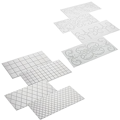 Tiardey 8 pièces Texture Tapis Grille Transparent Fondant Impression Tapis Gteau Bordure Décoration Outil Gteau Moule G?teau Moule Ustensiles De Cuisson Outils De Cuisson