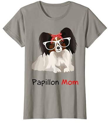 Papillon Mom Bandana für Damen, Papillon-Hund T-Shirt