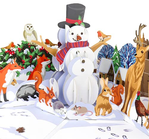 Cardology Cartolina di Natale del Bosco Invernale | Biglietti Pop-Up Natalizi, Biglietti d'Auguri 3D per Familiari e Amici | Carte Fatte a Mano, Marrone, Grigio, Rovere, Bianco