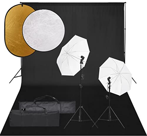 vidaXL Fotostudio-Set mit Beleuchtung, Hintergrund und Reflektor, Studio-Kit, Tageslicht-Lampe, Studio-Beleuchtung-Set, Studio-Licht, Fotografie-Licht