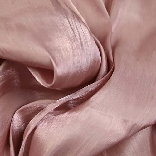 38 Colours - Soft Glazed Shimmer Sheer Woven Polyester Satin Organza Feel Fabric (1 Metre, Dusty Pink 7984)