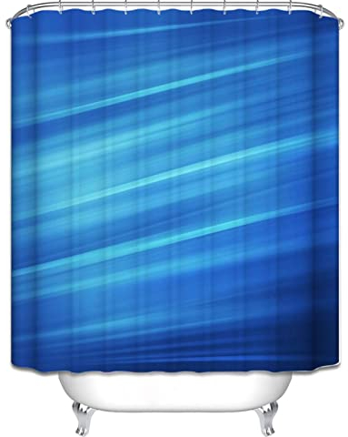 EHOMERY Duschrollo Duschvorhang Duschrollo Ersatzrolle Schmucklos Duschvorhang Weicher Stoff Duschrollo Für Dusche Ohne Bohren Polyester Blau Rostfreie Ösen Und 12 Hakenringe, 180X180Cm