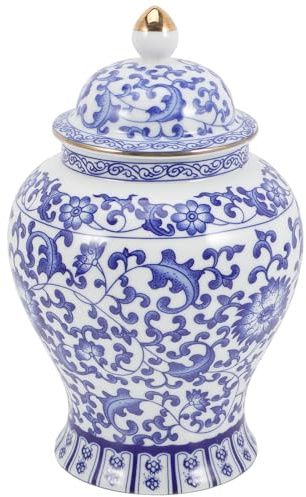 GANAZONO Decoración Vintage Bote De Ceramica con Tapa De Azul Y Blanca con Tapa Bote De De De Cerámica para Bote De De Decoración Jarrones con Tapa Ceramica