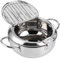 Deep Fryer Pot, Japanese Tempura Mini Deep Fryer Stainless Steel Frying Pot with Thermometer High Temperature Resistant Nonstick Tempura Fryer Pan for French Fries, Fish and Shrimp (Small 20cm)