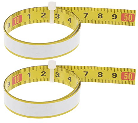 sourcing map 2pcs Self Adhesive Tape Measure 50cm Metric Left to Right Reading Waterproof Sticky Steel Ruler Tape Backed ruler for Workbench Sewing Saw Drafting Table, Yellow
