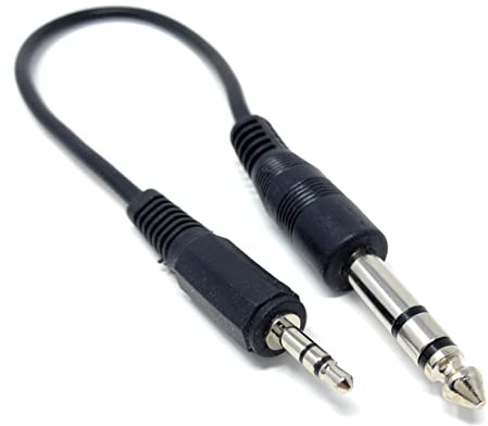 Drut Cavo Jack Stereo da 25 cm Corto da 3,5 mm a 6,35 mm (1/4), Cavo Audio Maschio-Maschio da 0,8 Piedi