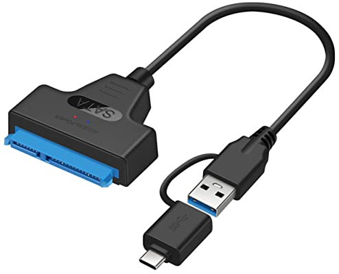 NAERSI Cable adaptador USB 3.0 a SATA para discos duros SSD de 2.5 pulgadas, USB 3.0/tipo C a SATA para disco duro SATA I/II/III de 2.5 pulgadas, compatible con UASP SATA III de 50 cm
