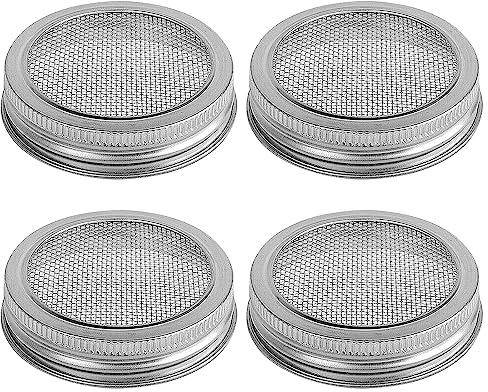 Sieb Deckel für Einmachglas Sprossen Keimgerät, 70 mm Edelstahl Sprossenglas Deckel Kit für Sprossen wie Broccoli, Luzerne, Bohnen (70mm - 4pcs)