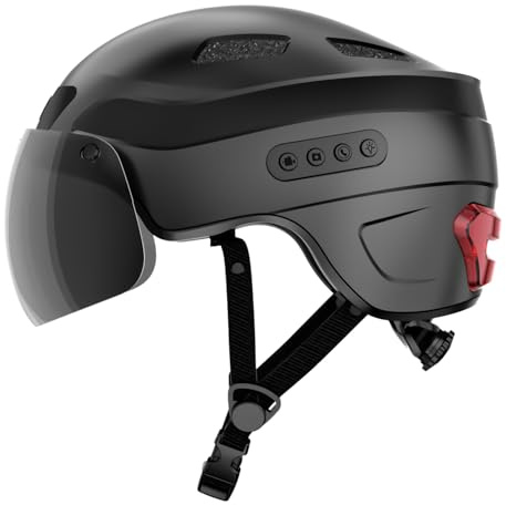 Casque Intelligent Bluetooth pour Cycliste, avec caméra intégrée et feu arrière Clignotant, avec 1x Lunettes de Jour et 1x Lunettes de Nuit
