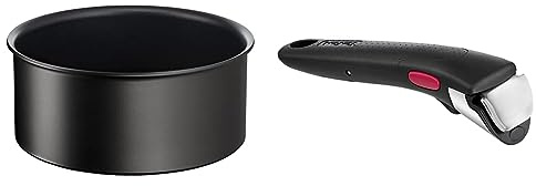 Tefal Ingenio Eco Resist Casserole 18 cm (2,1 L), Empilable, Induction, Facile à nettoyer & Ingenio Poignée amovible noire, Empilable, Amovible, Verrouillage sécurité