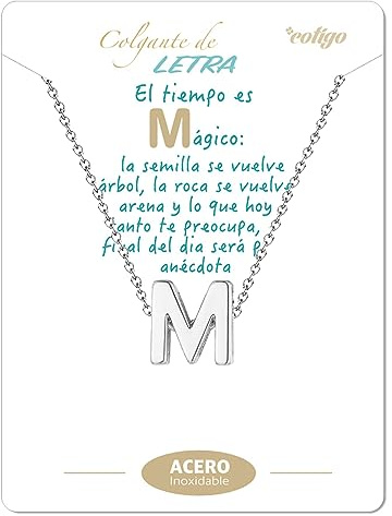 cotigo Collar Inicial Acero Inoxidable, Collar Mujer con Colgante letra A-Z Pequeñas - Bisutería Regalo Madre Cumpleaños, Novia o Amigas, Color Plateado y Dorado (M-PLATEADO)