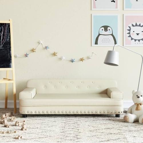 INLIFE Kindersofa Creme 90x53x30 cm Kunstleder,9,45 KG,3196288