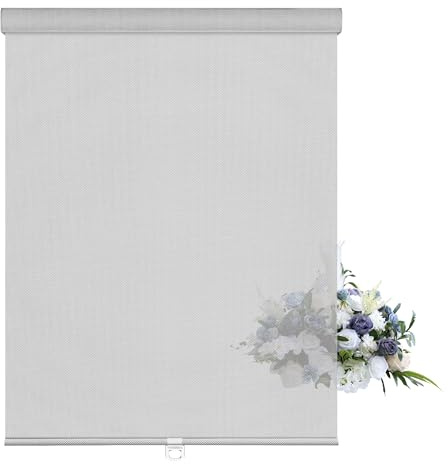 Sulugood Custom Light Filtering Roller Shades for Windows Cordless Solar Roller Blinds 10% Openness with Cassette Valance Room Darkening & Glare Reduce Window Shades for Home Office Living Room Grey