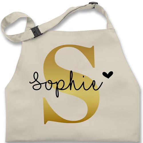 Geschenk mit Namen personalisiert by Shirtracer - Kinderschürze Schürze Kinder Jungen Mädchen - Weihnachten - Namens Geschenk I Anfangsbuchstabe personalisiert I Initialen mit Name