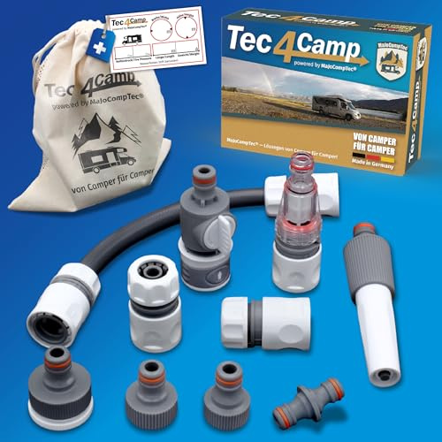 MaJoCompTec® CONNECT-30 Wohnmobil Wasserfilter Set | Caravan Wasser Einfüllstutzen Tankdeckel Zubehör | Schlauchverbinder kompatibel mit Gardena (Anschlussgarnitur 30 cm)