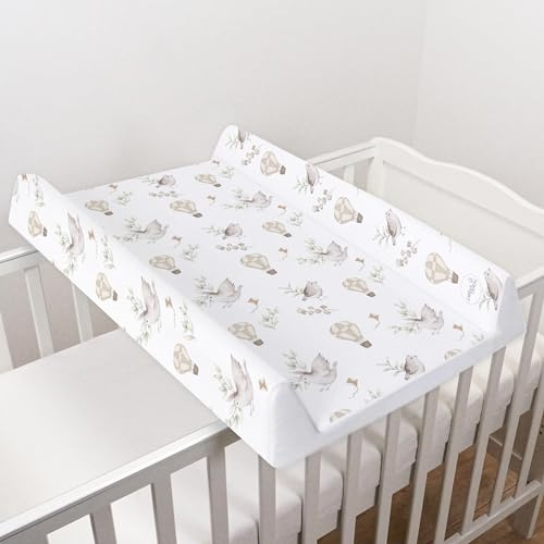 Ultra Light Baby Hard Base Changing Mat/Top Changer 70x50 cm fits 120x60 cm Cot Newborn Baby Waterproof Changing Mat with Raised Edges Lightweight 1.2 kg (Happy Birds)