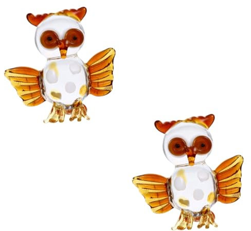 PRETYZOOM 2stücke Kreative Glas Katze Eule Dekoration Elegantes Glasornament Für Zuhause Und Schreibtisch Teefarben Wohnaccessoire Handgefertigte Glasfigur