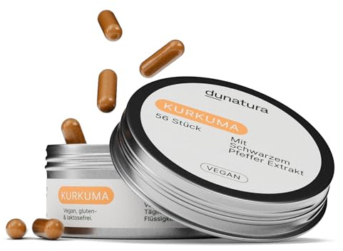 Hochdosierter Kurkuma-Extrakt mit 95 % Curcumin & Schwarzem Pfeffer – 56 Vegane Kapseln – Hohe Bioverfügbarkeit – Laborgeprüft – Ohne Zusatzstoffe – Curcuma Nahrungsergänzung